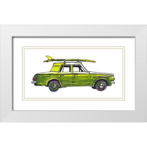 Surf Car XII White Modern Wood Framed Art Print with Double Matting by McCreery, Paul