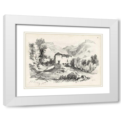 Idyllic Landscape IV White Modern Wood Framed Art Print with Double Matting by Harding, J.D.