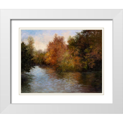A Light on the Lake White Modern Wood Framed Art Print with Double Matting by Weber, Mary Jean