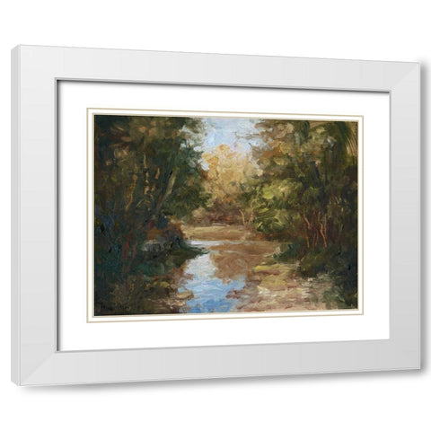 Winding River White Modern Wood Framed Art Print with Double Matting by Weber, Mary Jean