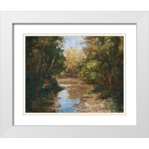 Winding River White Modern Wood Framed Art Print with Double Matting by Weber, Mary Jean