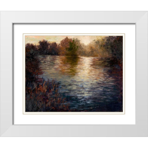 Glowing Reflection White Modern Wood Framed Art Print with Double Matting by Weber, Mary Jean