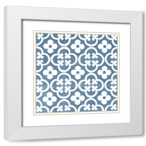 Chambray Tile I White Modern Wood Framed Art Print with Double Matting by Vision Studio