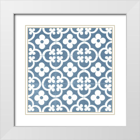 Chambray Tile I White Modern Wood Framed Art Print with Double Matting by Vision Studio