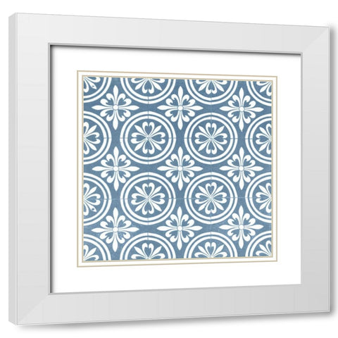 Chambray Tile II White Modern Wood Framed Art Print with Double Matting by Vision Studio