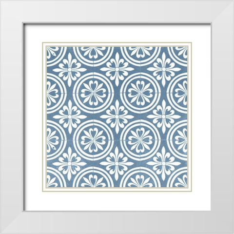 Chambray Tile II White Modern Wood Framed Art Print with Double Matting by Vision Studio