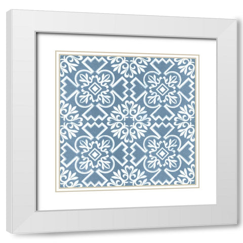 Chambray Tile III White Modern Wood Framed Art Print with Double Matting by Vision Studio