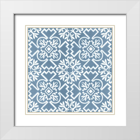 Chambray Tile III White Modern Wood Framed Art Print with Double Matting by Vision Studio