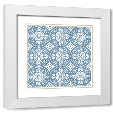 Chambray Tile IV White Modern Wood Framed Art Print with Double Matting by Vision Studio