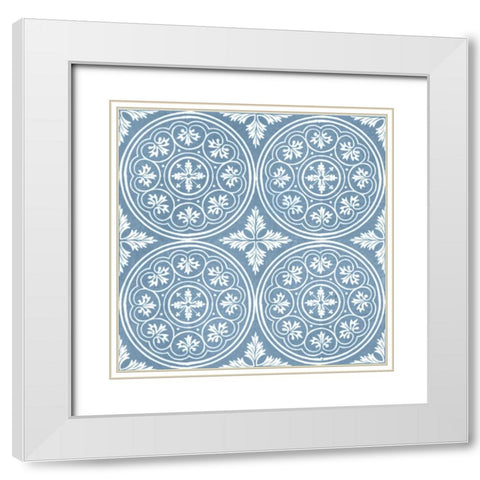 Chambray Tile V White Modern Wood Framed Art Print with Double Matting by Vision Studio