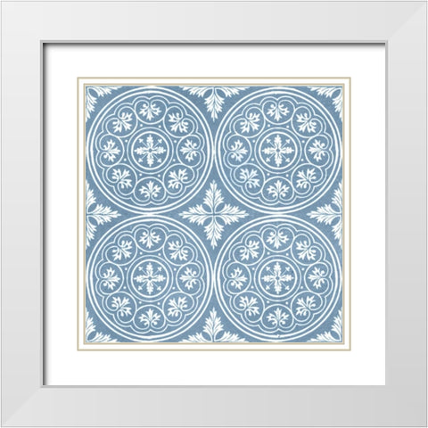 Chambray Tile V White Modern Wood Framed Art Print with Double Matting by Vision Studio