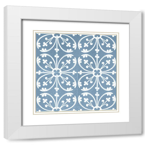 Chambray Tile VI White Modern Wood Framed Art Print with Double Matting by Vision Studio