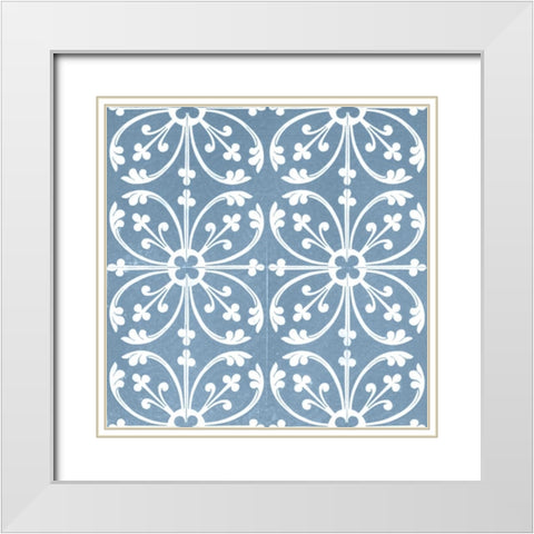 Chambray Tile VI White Modern Wood Framed Art Print with Double Matting by Vision Studio