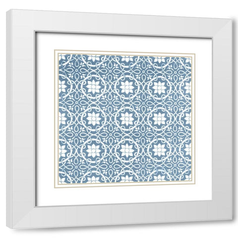 Chambray Tile VII White Modern Wood Framed Art Print with Double Matting by Vision Studio