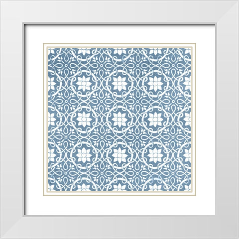 Chambray Tile VII White Modern Wood Framed Art Print with Double Matting by Vision Studio