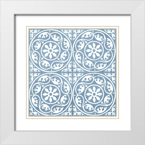 Chambray Tile VIII White Modern Wood Framed Art Print with Double Matting by Vision Studio