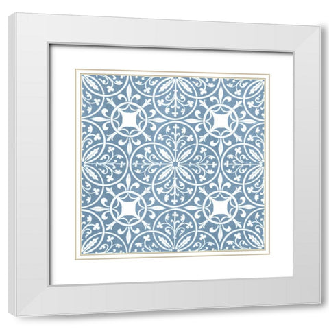 Chambray Tile IX White Modern Wood Framed Art Print with Double Matting by Vision Studio