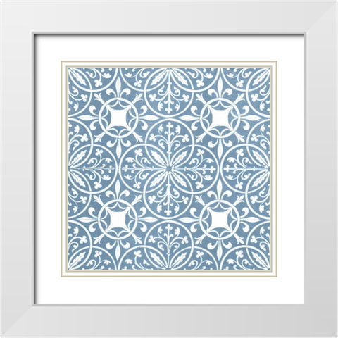 Chambray Tile IX White Modern Wood Framed Art Print with Double Matting by Vision Studio