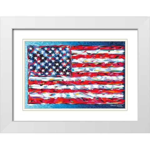 Vibrant Stars and Stripes White Modern Wood Framed Art Print with Double Matting by Vitaletti, Carolee