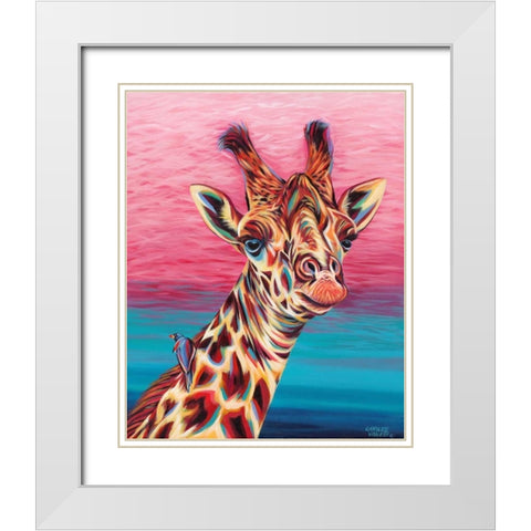 Sky High Giraffe I White Modern Wood Framed Art Print with Double Matting by Vitaletti, Carolee