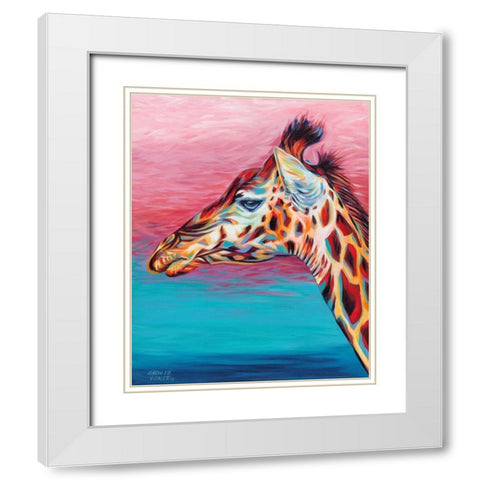 Sky High Giraffe II White Modern Wood Framed Art Print with Double Matting by Vitaletti, Carolee