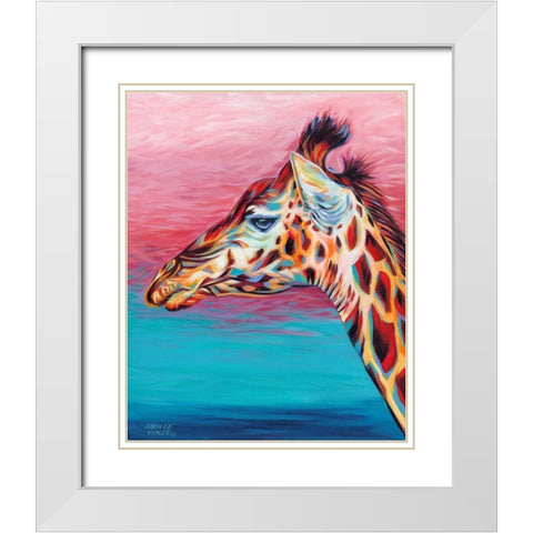 Sky High Giraffe II White Modern Wood Framed Art Print with Double Matting by Vitaletti, Carolee