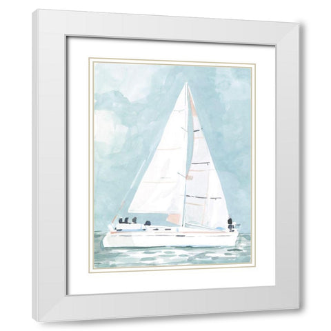 Soft Sailboat I White Modern Wood Framed Art Print with Double Matting by Scarvey, Emma