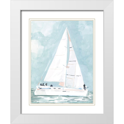 Soft Sailboat I White Modern Wood Framed Art Print with Double Matting by Scarvey, Emma