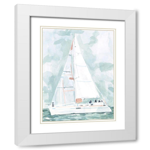 Soft Sailboat II White Modern Wood Framed Art Print with Double Matting by Scarvey, Emma