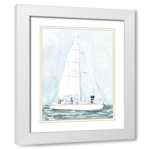 Soft Sailboat III White Modern Wood Framed Art Print with Double Matting by Scarvey, Emma