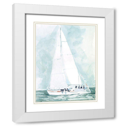 Soft Sailboat IV White Modern Wood Framed Art Print with Double Matting by Scarvey, Emma