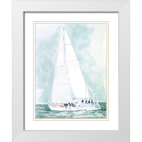 Soft Sailboat IV White Modern Wood Framed Art Print with Double Matting by Scarvey, Emma