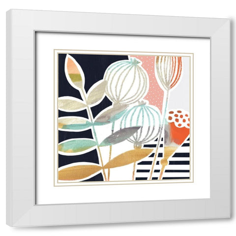 Patterned Flora I White Modern Wood Framed Art Print with Double Matting by Borges, Victoria