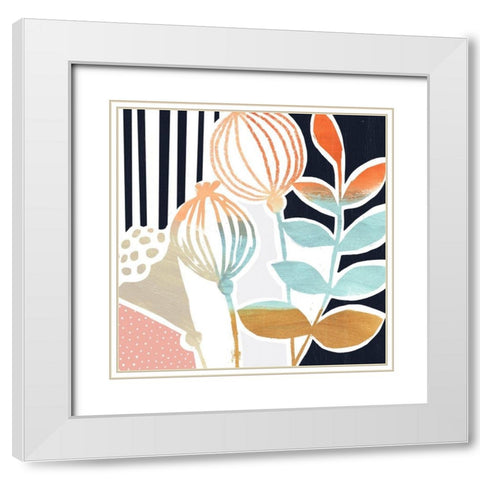 Patterned Flora II White Modern Wood Framed Art Print with Double Matting by Borges, Victoria