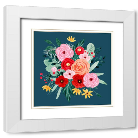 Sweet Hearts Bouquet I White Modern Wood Framed Art Print with Double Matting by Popp, Grace