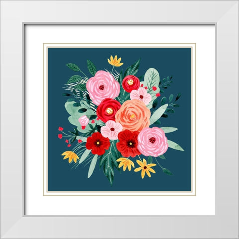 Sweet Hearts Bouquet I White Modern Wood Framed Art Print with Double Matting by Popp, Grace