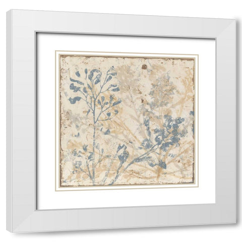 Floral Fan I White Modern Wood Framed Art Print with Double Matting by Meagher, Megan