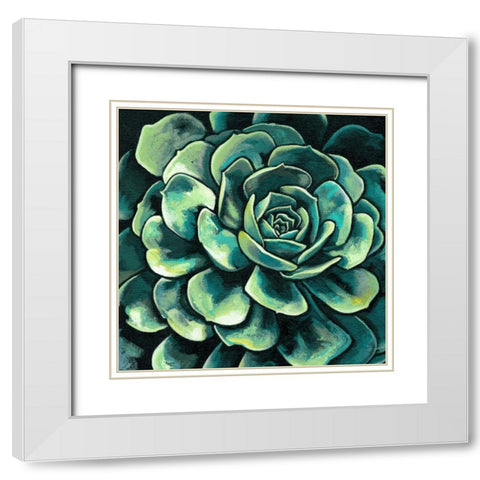 Succulent Bloom II White Modern Wood Framed Art Print with Double Matting by Meagher, Megan