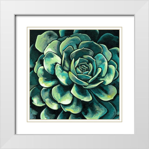Succulent Bloom II White Modern Wood Framed Art Print with Double Matting by Meagher, Megan