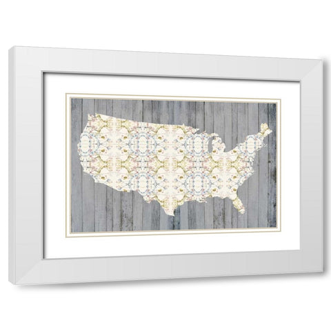 Flower Map II White Modern Wood Framed Art Print with Double Matting by Goldberger, Jennifer