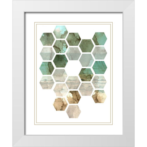 Hexocollage II White Modern Wood Framed Art Print with Double Matting by Ilosky, Pam