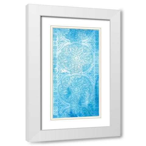 Cobalt Deco Panel I White Modern Wood Framed Art Print with Double Matting by Zarris, Chariklia