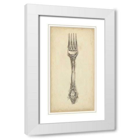 Ornate Cutlery I White Modern Wood Framed Art Print with Double Matting by Harper, Ethan