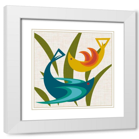 Avian Abstraction I White Modern Wood Framed Art Print with Double Matting by Chandler, Sharon