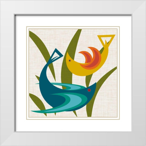 Avian Abstraction I White Modern Wood Framed Art Print with Double Matting by Chandler, Sharon