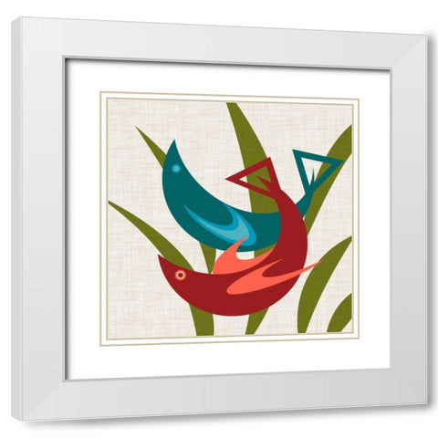 Avian Abstraction II White Modern Wood Framed Art Print with Double Matting by Chandler, Sharon