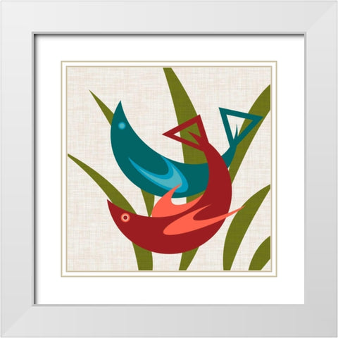 Avian Abstraction II White Modern Wood Framed Art Print with Double Matting by Chandler, Sharon