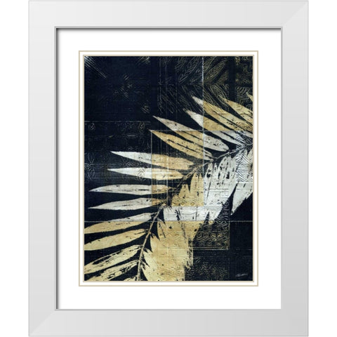 Palm Deco II White Modern Wood Framed Art Print with Double Matting by Butler, John