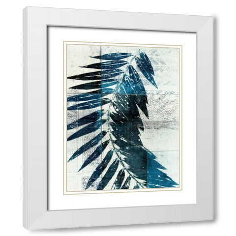 Palm Indigo I White Modern Wood Framed Art Print with Double Matting by Butler, John