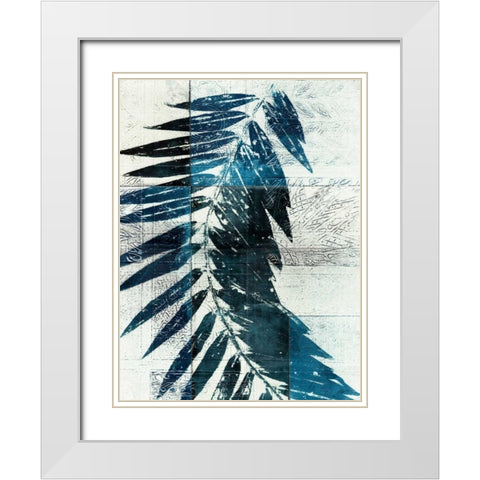 Palm Indigo I White Modern Wood Framed Art Print with Double Matting by Butler, John